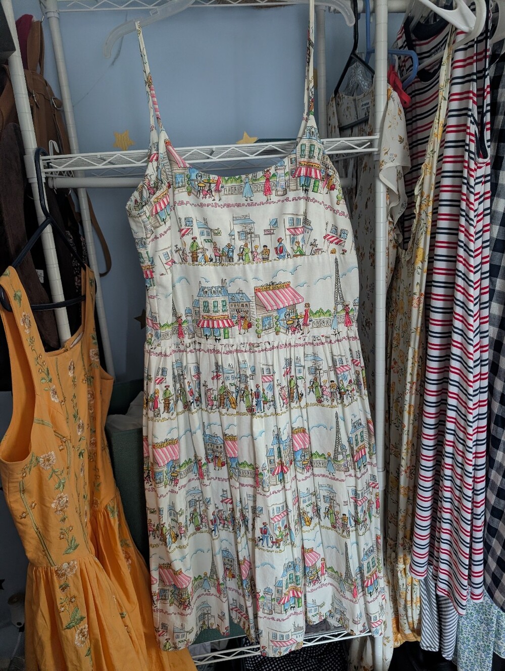 Bernie Dexter Cream Sundress with Pink & Blue City Toile